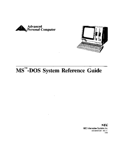 NEC NEC APC MS-DOS System Reference Guide Sep83  NEC APC NEC_APC_MS-DOS_System_Reference_Guide_Sep83.pdf