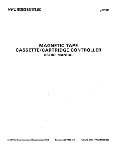 NEC uPD371 Magnetic Tape Controller Jun77  NEC _dataSheets uPD371_Magnetic_Tape_Controller_Jun77.pdf