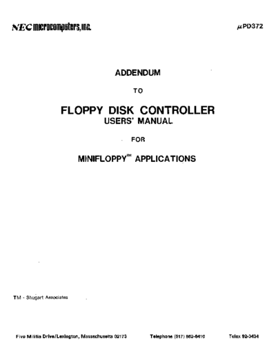 NEC uPD372 Floppy Disk Controller Addendum Apr77  NEC _dataSheets uPD372_Floppy_Disk_Controller_Addendum_Apr77.pdf
