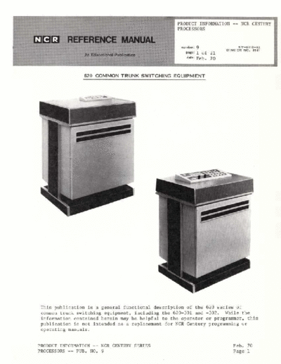 ncr 09 TrunkSwitch Feb70  ncr century RM-0141_Vol1_ProcRef_Apr79 09_TrunkSwitch_Feb70.pdf