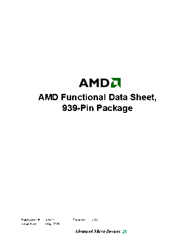 AMD AMD Functional Datasheet 939-Pin Package. [rev.3.03].[2005-05]  AMD _Sockets AMD Functional Datasheet 939-Pin Package. [rev.3.03].[2005-05].pdf