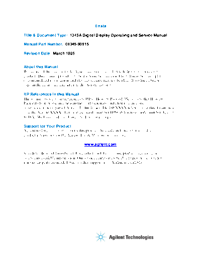 Agilent HP 1345 Digital Display 01345-90915  Agilent 1345 HP_1345_Digital_Display_01345-90915.pdf