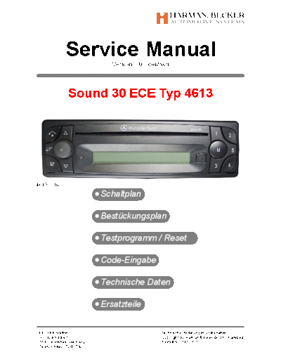 BECKER becker-mercedes sound30 ece typ4613 4613-vito  BECKER SOUND30 ECE TYP4613 4613 becker-mercedes_sound30_ece_typ4613_4613-vito.pdf