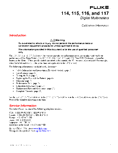 Fluke FLUKE 114 252C 115 252C 116 and 117 CAL  Fluke 114_115_116_117 FLUKE 114_252C 115_252C 116 and 117 CAL.pdf