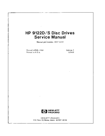 HP 5957-6559 9122D 9122S Disc Drive Service Apr88  HP disc 5957-6559_9122D_9122S_Disc_Drive_Service_Apr88.pdf