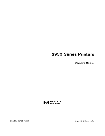 HP 02932-90001 2930 Series Printers Owners Manual May85  HP printer 02932-90001_2930_Series_Printers_Owners_Manual_May85.pdf