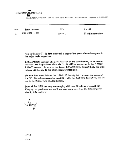 HP 2116B PressRelease Aug68  HP 2116 2116B_PressRelease_Aug68.pdf