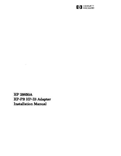 HP 28650-90001 28650A HP-PB HP-IB Adapter Installation Aug89  HP 9000_800 28650-90001_28650A_HP-PB_HP-IB_Adapter_Installation_Aug89.pdf