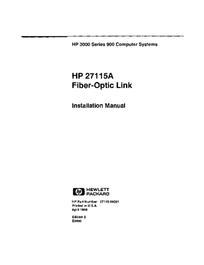 HP 27115-90001 27115A Fiber-Optic Link Installation Apr90  HP 9000_cio 27115-90001_27115A_Fiber-Optic_Link_Installation_Apr90.pdf