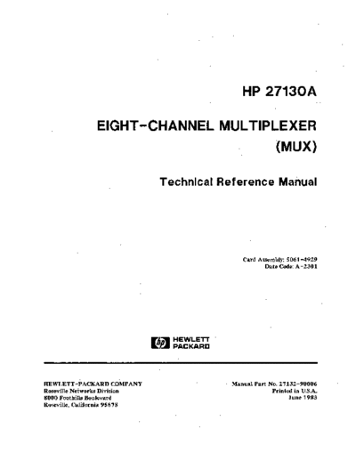 HP 27132-90006 27130A 8 Channel Multiplexer Technical Reference Jun83  HP 9000_cio 27132-90006_27130A_8_Channel_Multiplexer_Technical_Reference_Jun83.pdf