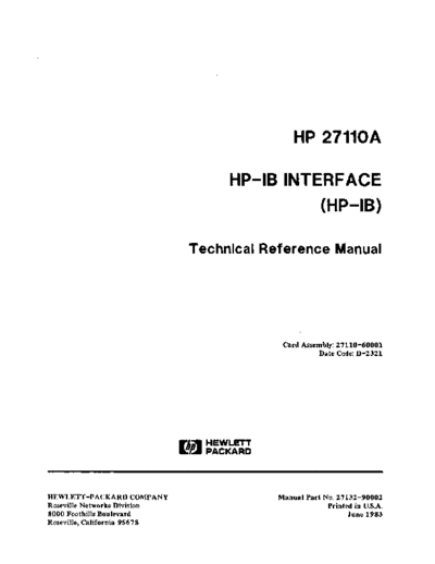 HP 27132-90002 27110A HP-IB Interface Tech Jun83  HP 9000_cio 27132-90002_27110A_HP-IB_Interface_Tech_Jun83.pdf
