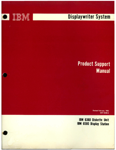 IBM S241-6248-3 Displaywriter Product Support Manual Feb83  IBM 6580_Displaywriter S241-6248-3_Displaywriter_Product_Support_Manual_Feb83.pdf