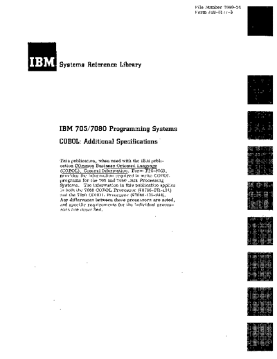 IBM J28-6177-3 IBM 705 7080 Programming Systems COBOL Additional Specifications Apr64  IBM 7080 J28-6177-3_IBM_705_7080_Programming_Systems_COBOL_Additional_Specifications_Apr64.pdf