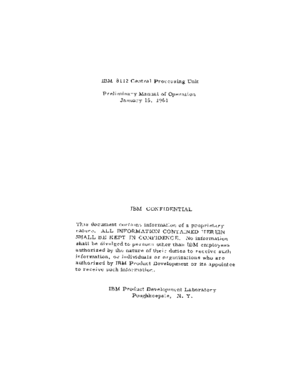 IBM 8112 Central Processing Unit Prelim Man Oper Jan61  IBM 8000 8112_Central_Processing_Unit_Prelim_Man_Oper_Jan61.pdf