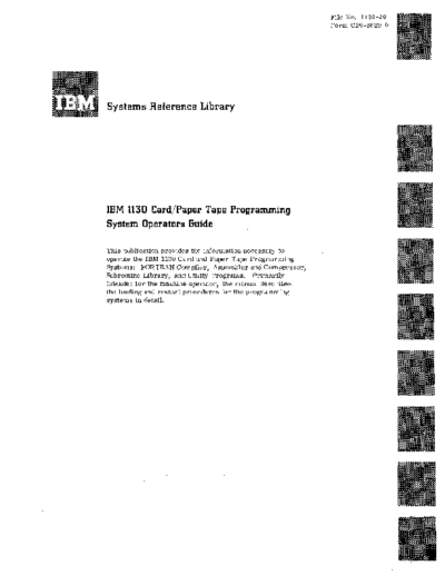 IBM C26-3629-0 1130 Card Paper Tape Programming System 1966  IBM 1130 C26-3629-0_1130_Card_Paper_Tape_Programming_System_1966.pdf