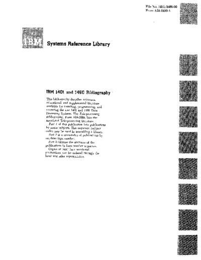 IBM A24-1495-4 1401 and 1460 Bibliography Oct67  IBM 140x A24-1495-4_1401_and_1460_Bibliography_Oct67.pdf