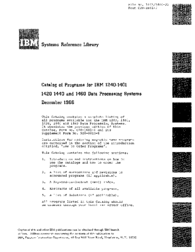 IBM C20-1601-5 1401 pgmCatalog  IBM 140x C20-1601-5_1401_pgmCatalog.pdf