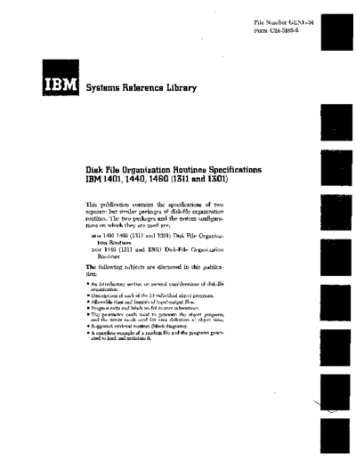 IBM C24-3185-2 Disk File Organization Routines Nov64  IBM 140x C24-3185-2_Disk_File_Organization_Routines_Nov64.pdf