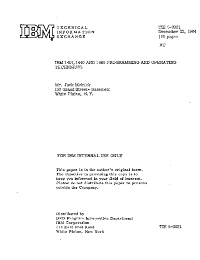 IBM TIE5-0021 1401pgmgTechni  IBM 140x TIE5-0021_1401pgmgTechni.pdf