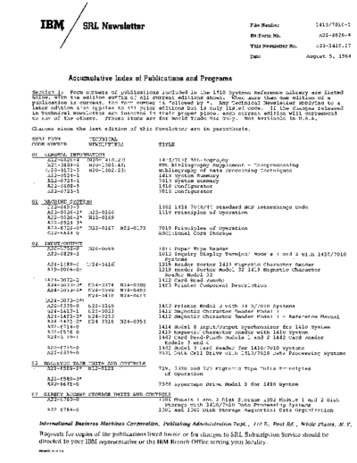 IBM N20-1410-27 pubIndex Aug68  IBM 1410 N20-1410-27_pubIndex_Aug68.pdf
