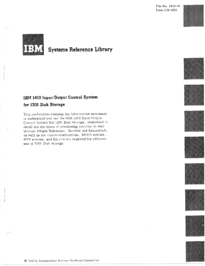 IBM C28-0251 1410 IOCS for 1301 Disk  IBM 1410 C28-0251_1410_IOCS_for_1301_Disk.pdf