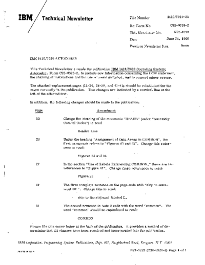 IBM C28-0326-2 N27-1223 TNL 1410 OS Autocoder  IBM 1410 C28-0326-2_N27-1223_TNL_1410_OS_Autocoder.pdf