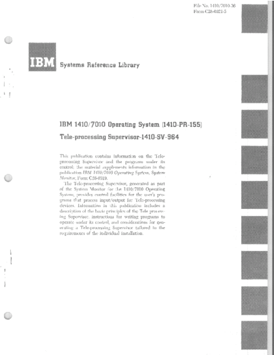 IBM C28-0321-5 1410 OS TeleProcessing Supervisor  IBM 1410 C28-0321-5_1410_OS_TeleProcessing_Supervisor.pdf
