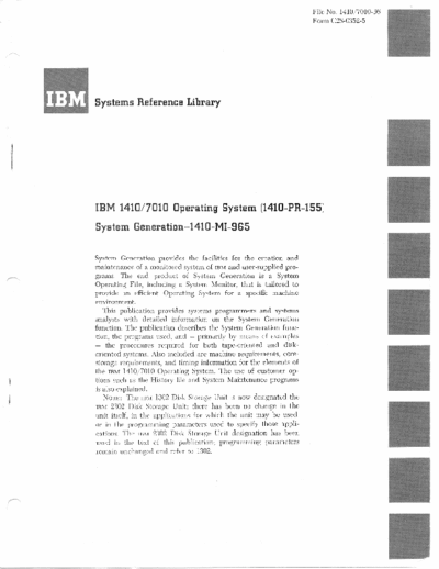 IBM C28-0352-5 1410 OS System Generation  IBM 1410 C28-0352-5_1410_OS_System_Generation.pdf