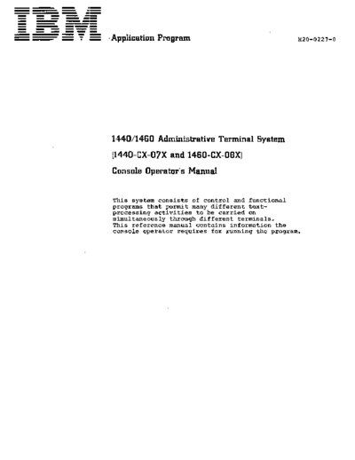 IBM H20-0227-0 1440 ATS console  IBM 144x H20-0227-0_1440_ATS_console.pdf