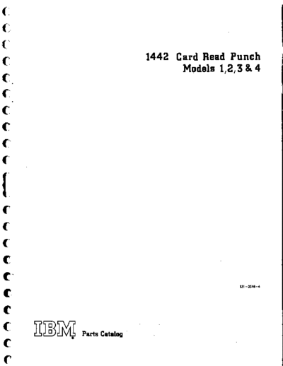 IBM 121-0518-4 1442 Parts Catalog Jul68  IBM 144x 121-0518-4_1442_Parts_Catalog_Jul68.pdf