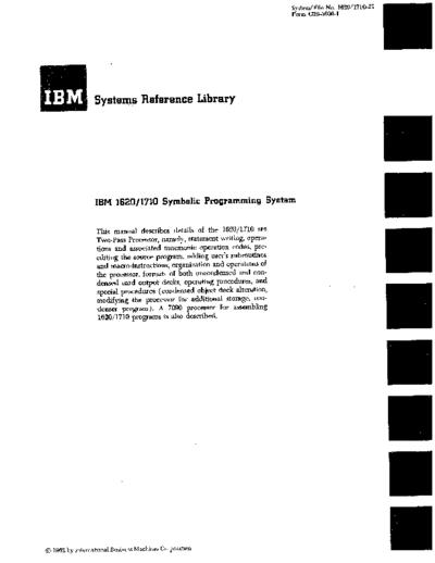 IBM C26-5600-1 Symbolic Programming System Apr63  IBM 1620 C26-5600-1_Symbolic_Programming_System_Apr63.pdf