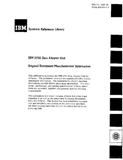 IBM A22-6844-1 2701 Data Adapter OEM 1966  IBM 27xx A22-6844-1_2701_Data_Adapter_OEM_1966.pdf