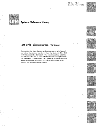 IBM GA24-3415-3 2741 Data Terminal Aug72  IBM 27xx GA24-3415-3_2741_Data_Terminal_Aug72.pdf
