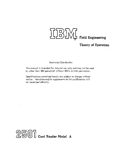 IBM Y31-0069 2501 Card Reader FETOM Feb67  IBM 25xx Y31-0069_2501_Card_Reader_FETOM_Feb67.pdf