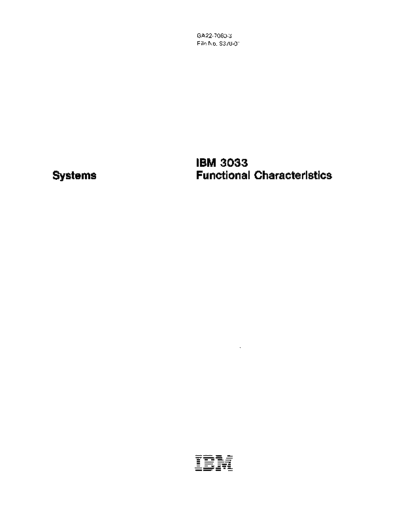 IBM GA22-7060-3 3033 FuncChar Jan79  IBM 303x GA22-7060-3_3033_FuncChar_Jan79.pdf
