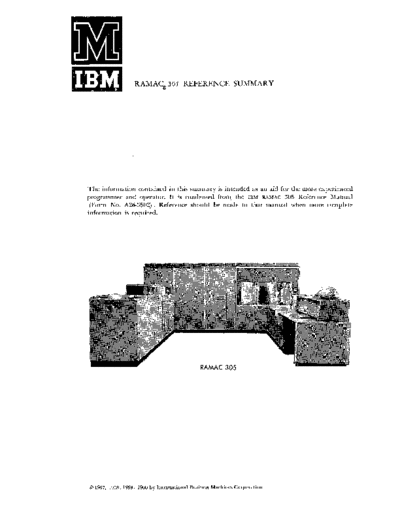 IBM G26-3540-0 RAMAC Reference Summary 1960  IBM 305_ramac G26-3540-0_RAMAC_Reference_Summary_1960.pdf