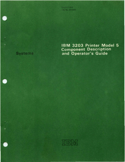 IBM GA33-1529-0 3203 Printer Model 5 Component Description Jan79  IBM 320x GA33-1529-0_3203_Printer_Model_5_Component_Description_Jan79.pdf
