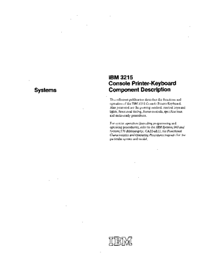 IBM GA24-3550-1 3215 Console Printer-Keyboard Feb71  IBM 321x GA24-3550-1_3215_Console_Printer-Keyboard_Feb71.pdf