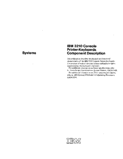 IBM GA24-3552-1 3210 Console Printer-Keyboard Component Description Dec70  IBM 321x GA24-3552-1_3210_Console_Printer-Keyboard_Component_Description_Dec70.pdf