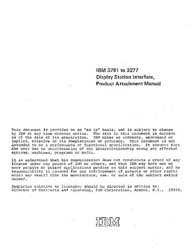 IBM 3791 to 3277 Display Station Interface Product Attachement Manual Mar75  IBM 3270 3791_to_3277_Display_Station_Interface_Product_Attachement_Manual_Mar75.pdf