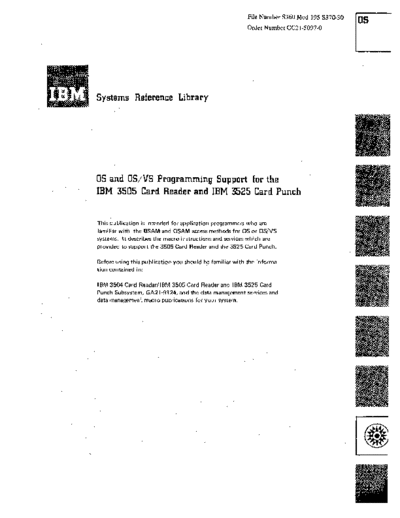 IBM GC21-5097-0 OS and OS VS Programming Support for the   3505 Card Reader and   3525 Card Punch Jul73  IBM 35xx GC21-5097-0_OS_and_OS_VS_Programming_Support_for_the_IBM_3505_Card_Reader_and_IBM_3525_Card_Punch_Jul73.pdf