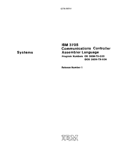 IBM GC30-3003 3705 asm Jun72  IBM 370x GC30-3003_3705_asm_Jun72.pdf