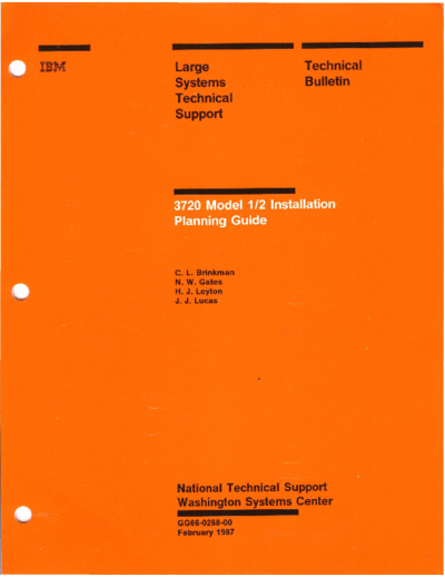 IBM GG66-0268-0 3720 Model 1 2 Installation Planning Guide Feb87  IBM 372x GG66-0268-0_3720_Model_1_2_Installation_Planning_Guide_Feb87.pdf