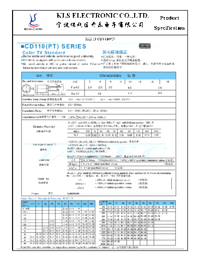 KLS [radial thru-hole] CD110 PT Series  . Electronic Components Datasheets Passive components capacitors KLS KLS [radial thru-hole] CD110 PT Series.pdf