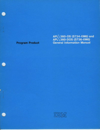 IBM GH20-0850-1 APL 360 OS DOS General Information Manual Dec70  IBM apl GH20-0850-1_APL_360_OS_DOS_General_Information_Manual_Dec70.pdf