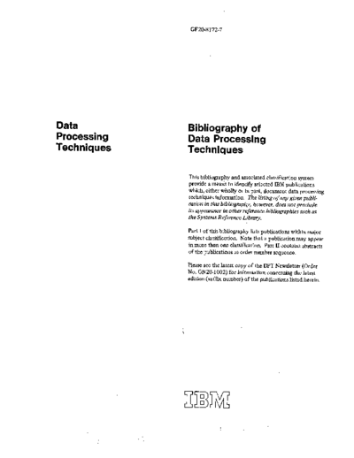 IBM GF20-8172-7 Data Processing Bibliography Dec71  IBM generalInfo GF20-8172-7_Data_Processing_Bibliography_Dec71.pdf