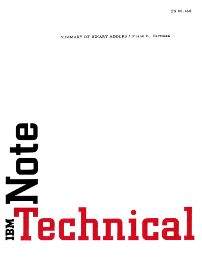 IBM TN00.468 Summary Of Binary Adders Oct60  IBM generalInfo TN00.468_Summary_Of_Binary_Adders_Oct60.pdf