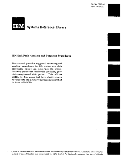 IBM A26-5756-3   Disk Pack Handling and Operating Procedures  IBM dasd A26-5756-3_IBM_Disk_Pack_Handling_and_Operating_Procedures.pdf