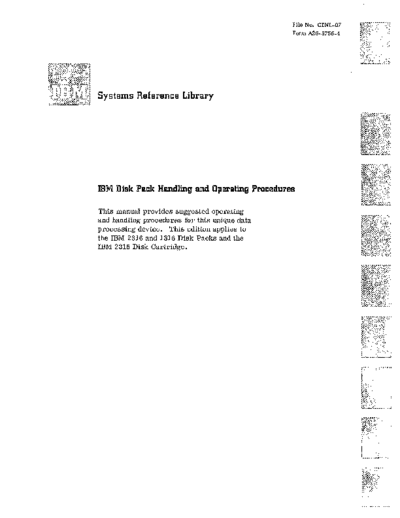 IBM A26-5756-4 Disk Pack Handling  IBM dasd A26-5756-4_Disk_Pack_Handling.pdf