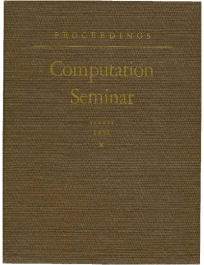 IBM IBM Computation Seminar Aug51  IBM proceedings IBM_Computation_Seminar_Aug51.pdf